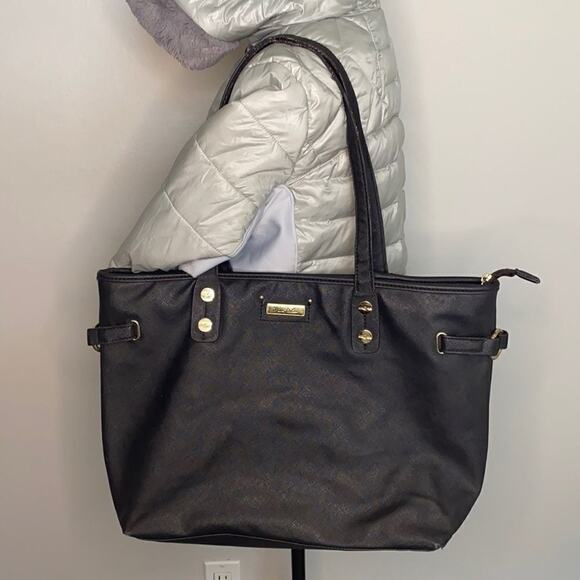 Marc Fisher Double Handle Vegan Leather Tote in Black - Picture 1 of 16
